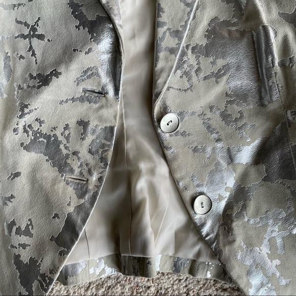 Cache Leather Blazer Grey Pattern 3/4 Sleeve - Picture 3 of 3